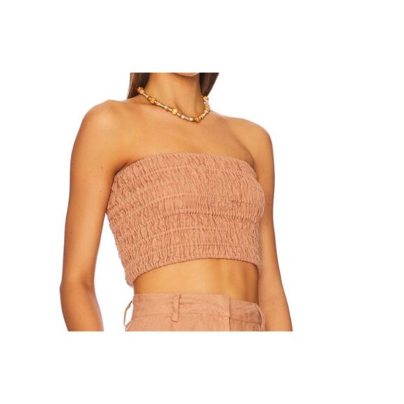 Faithfull the brand Latia hazelnut smocked tube Top size Small - Picture 1 of 7